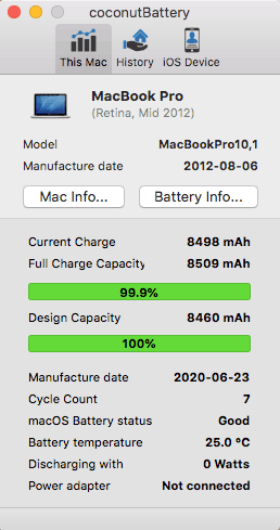 MacBook Pro Akku Qualität nach 7 Zyklen