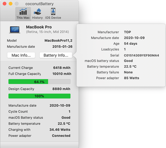 MacBook Akku 15" 2014 High Quality Kapazität
