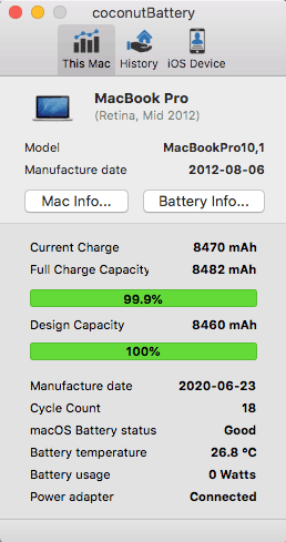 MacBook Akku Qualität nach 18 Zyklen