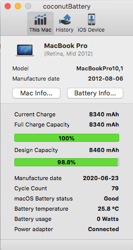 MacBook Akku Qualität nach 79 Zyklen