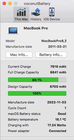 MacBook Pro 13" Akku Kapazität 2009 - Mid 2012 A322 High Quality