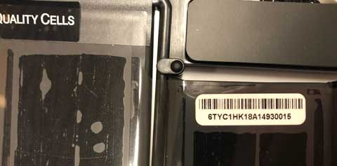 MacBook Retina HQ Akku Serial Aufkleber