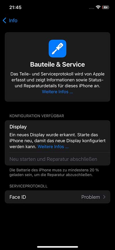 iPhone original Display koppeln