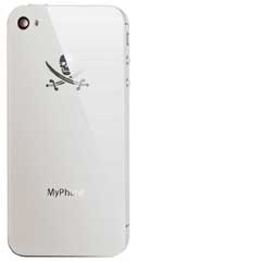 iPhone 4 Back Cover White mit Teilen Jolly Roger